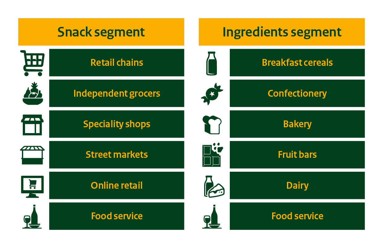 End-market segments for dried mango in Europe