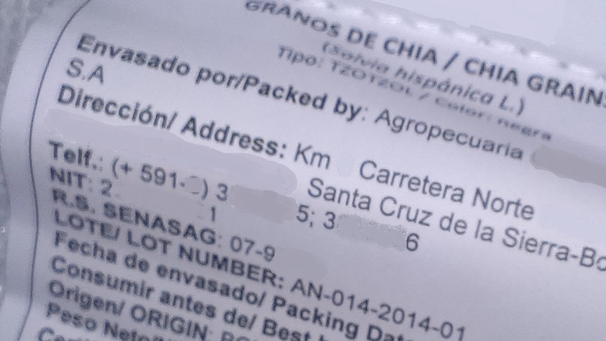 Figure 5 - Example of labelling for bulk packaging