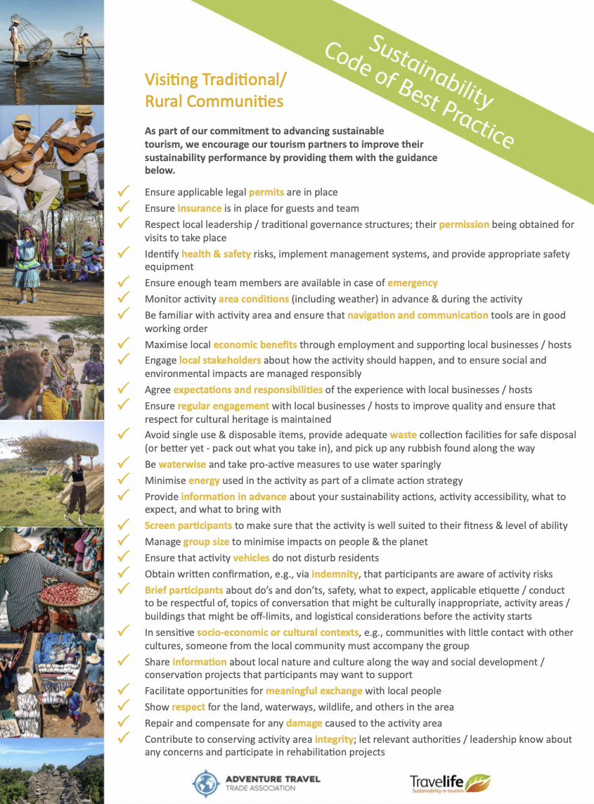 ATTA’s Sustainability Code of Best Practice on visisting traditional and rural communities