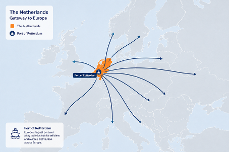Location of the Netherlands in Europe