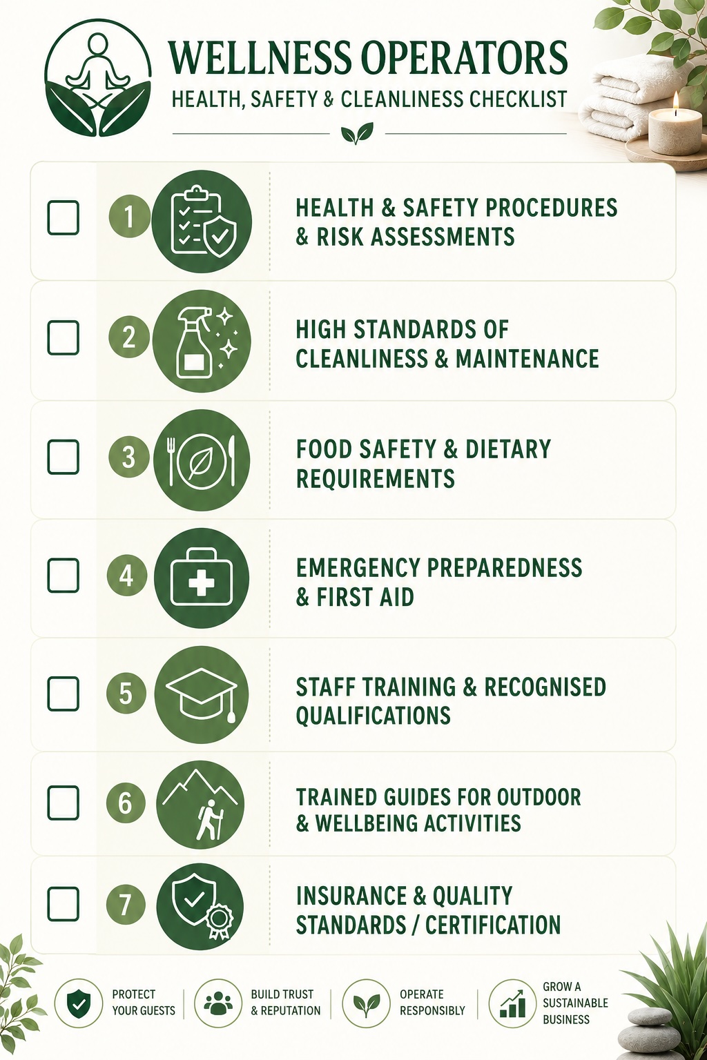 Checklist for wellness tourism providers