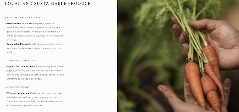 Santani Wellness use local and sustainable produce