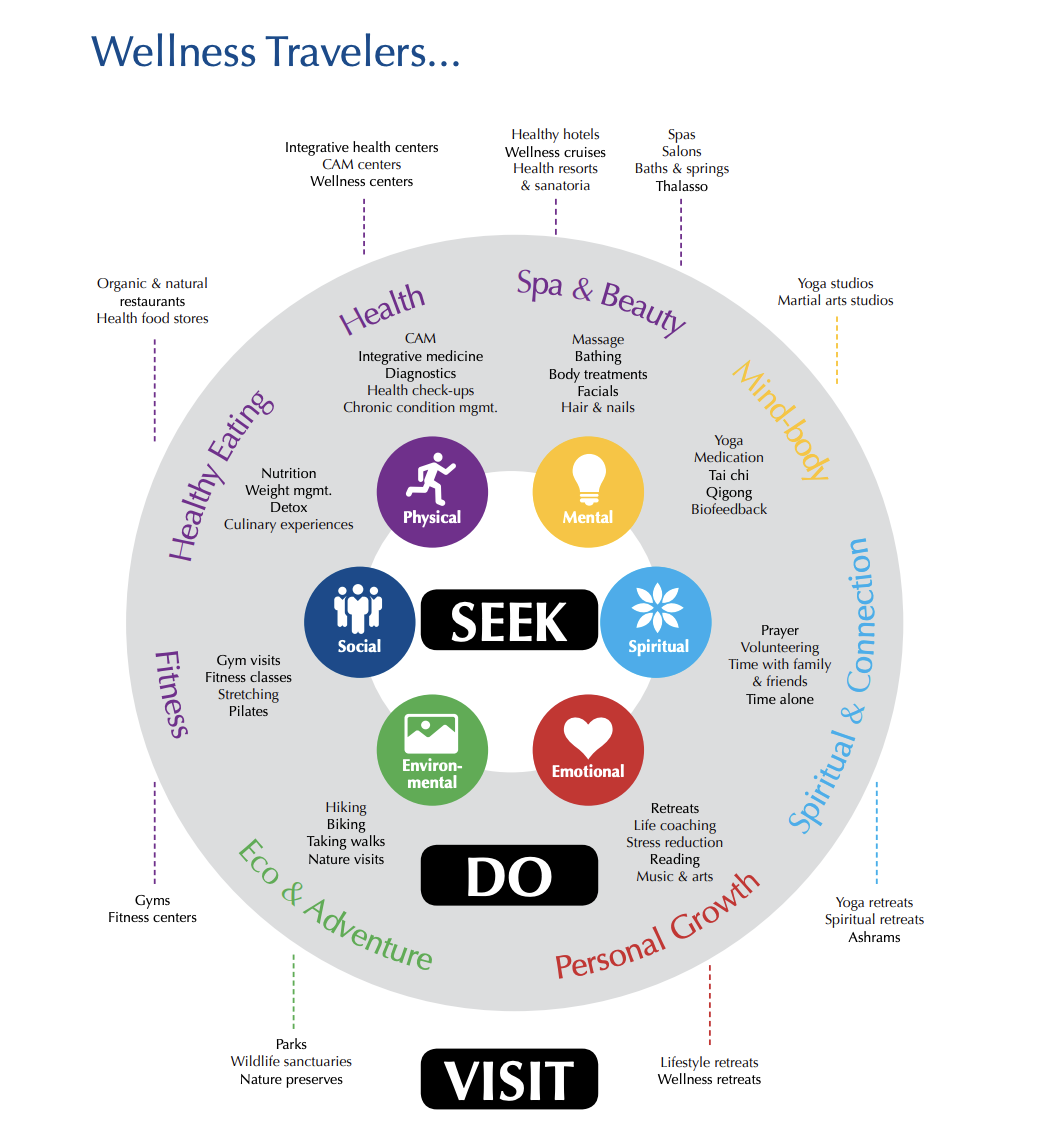 Diagram showingmotivations of welness travellers