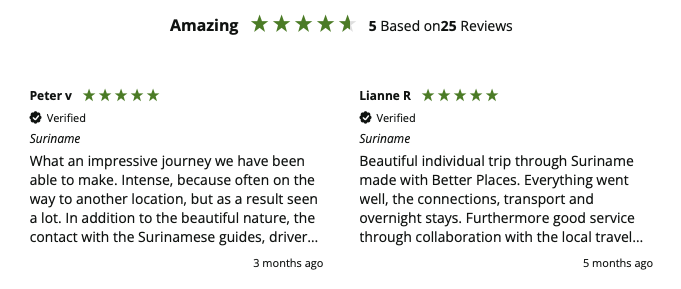 5 Star Reviews for Suriname