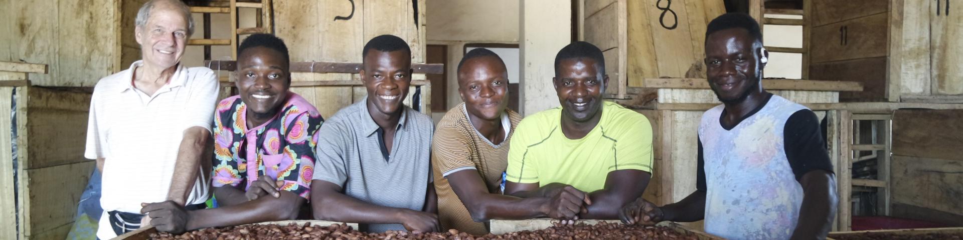 Project participants with cocoa