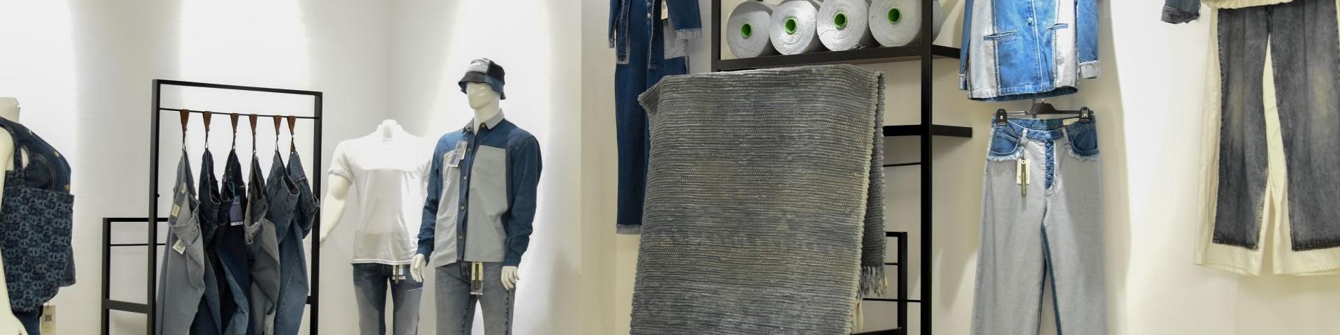 Display of demin clothing and home textile items