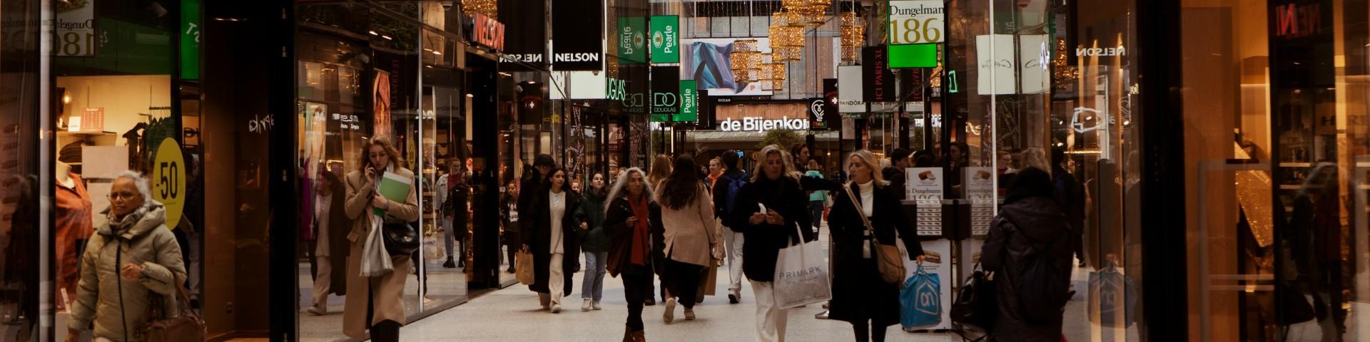 Interior shot of a shopping mall in the Netherlands