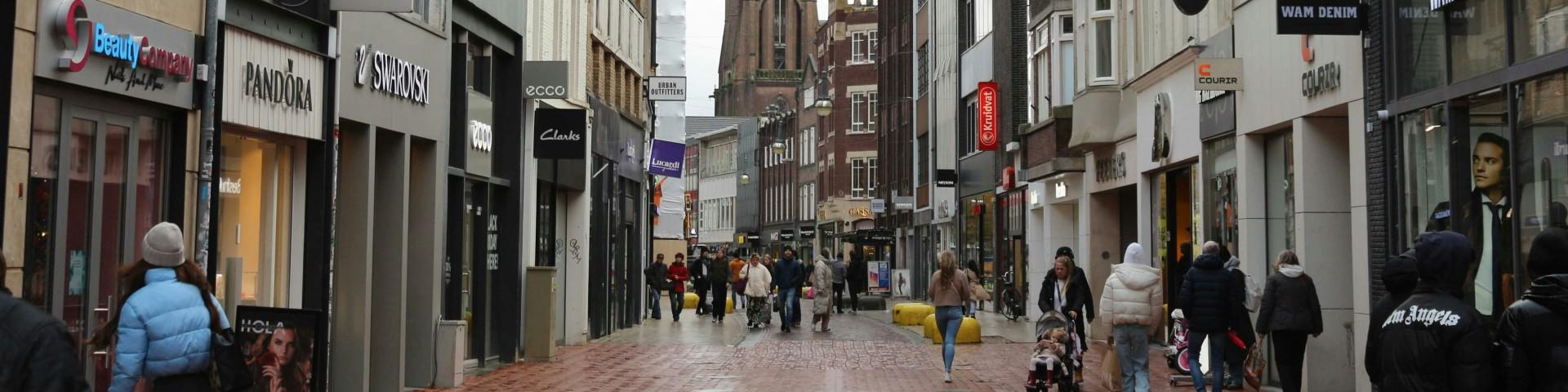 Photo of a shopping street in the Netherlands