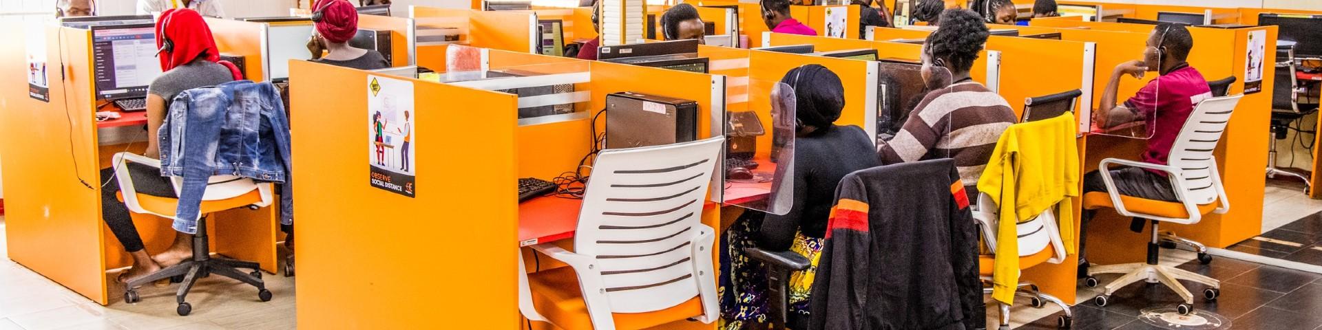 interior view of a call center