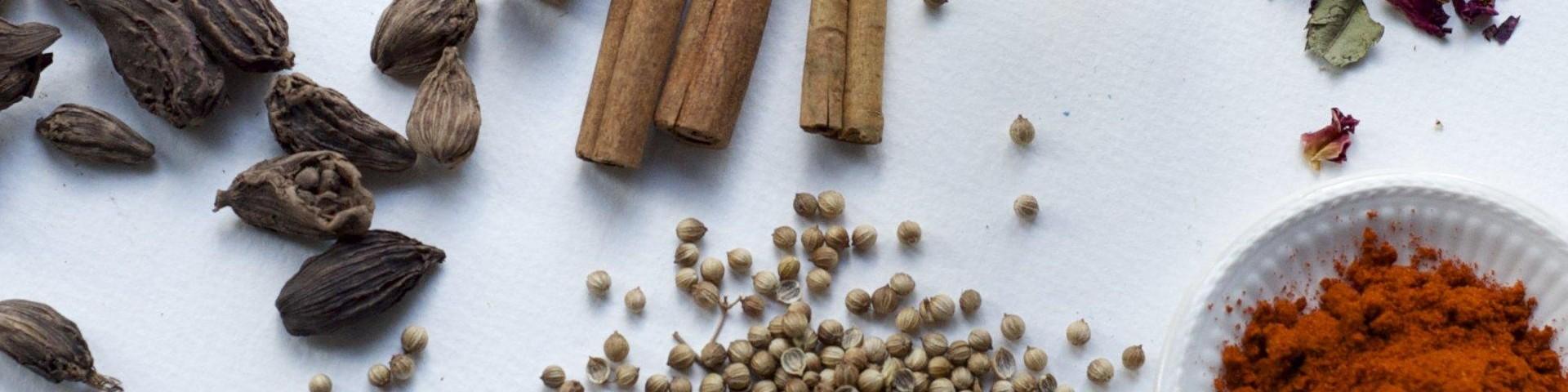 Variety of dried spices