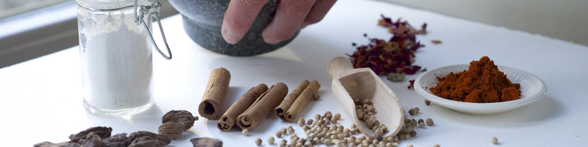 Variety of dried spices