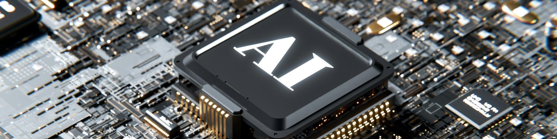 Computer chipboard with a black chip marked 'AI' on it