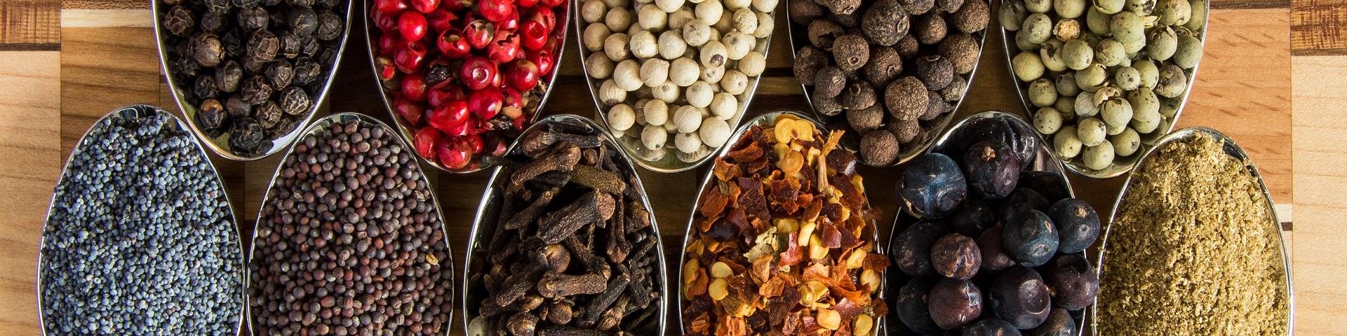 Spoons with Spices and Herbs