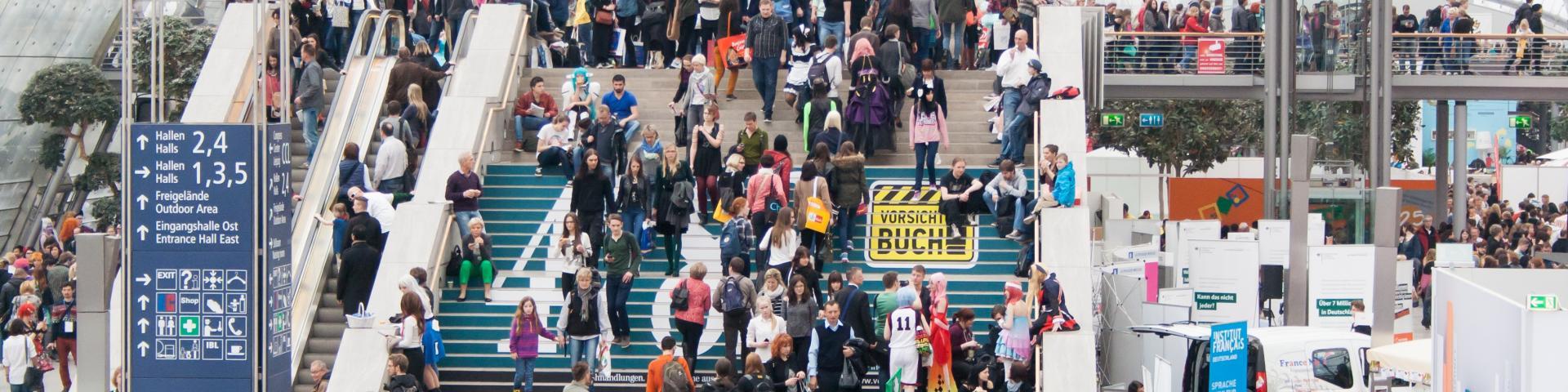 Visitors at a trade show in Germany