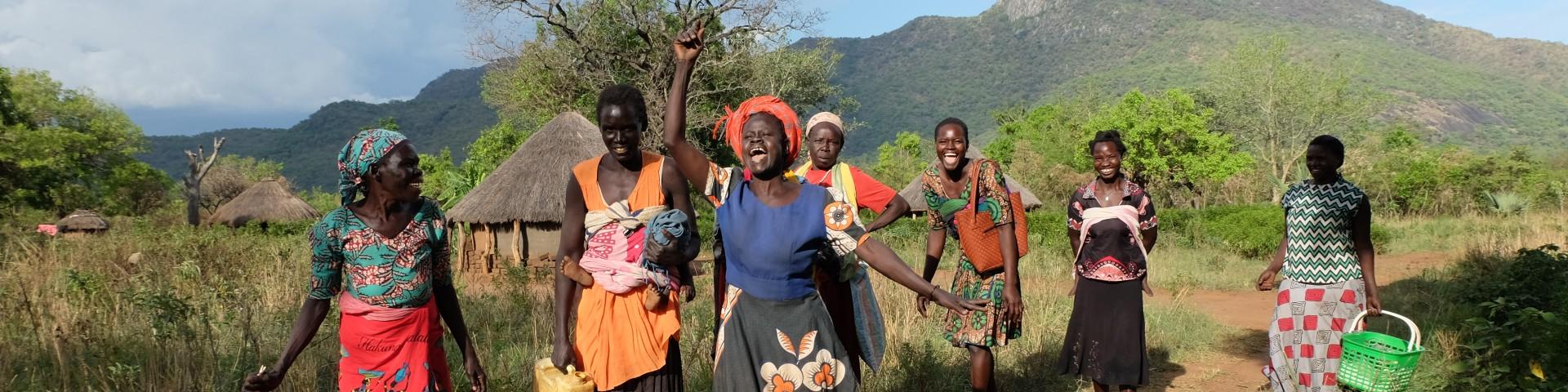 Women at work in rural Ugandan village