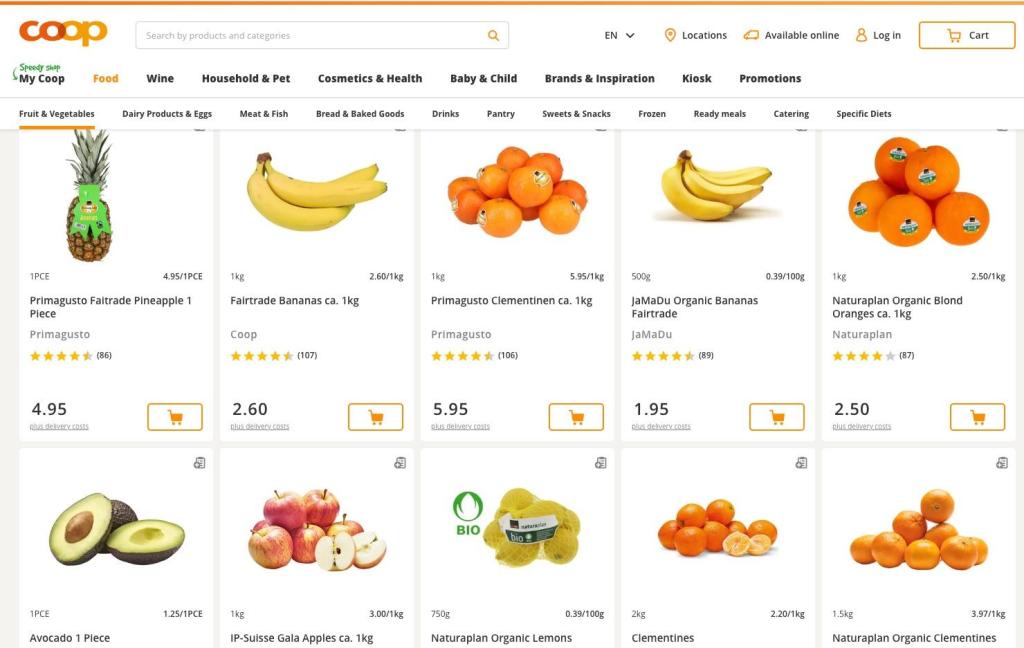 Figure 3: Fairtrade-certified fresh produce available in the Swiss mainstream supermarket COOP