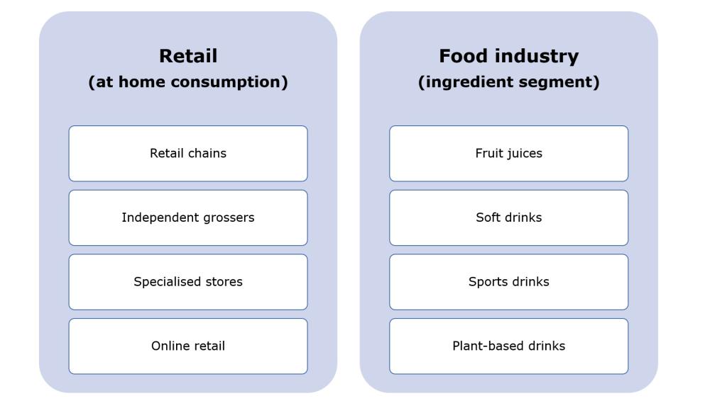 Figure 3: End-market segments for coconut water in Europe
