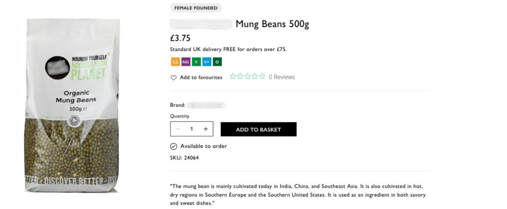 Figure 5: Organic mung beans from Uzbekistan in a British organic retail chain