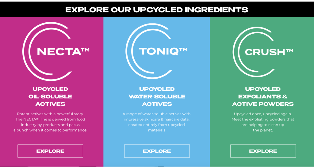 Figure 5 - Examples of upcycled ingredients for cosmetics