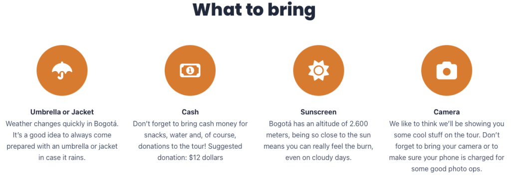 Figure 6: Bogotá Graffiti Tour – what to bring