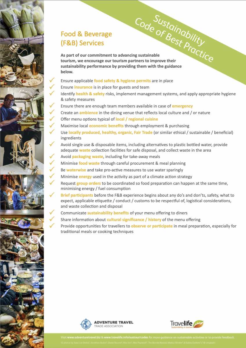 Food and beverage activities – Sustainability Code of Best Practice