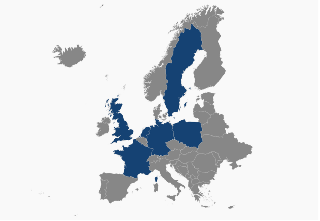Figure 5 - Selected promising European markets for cybersecurity products and services
