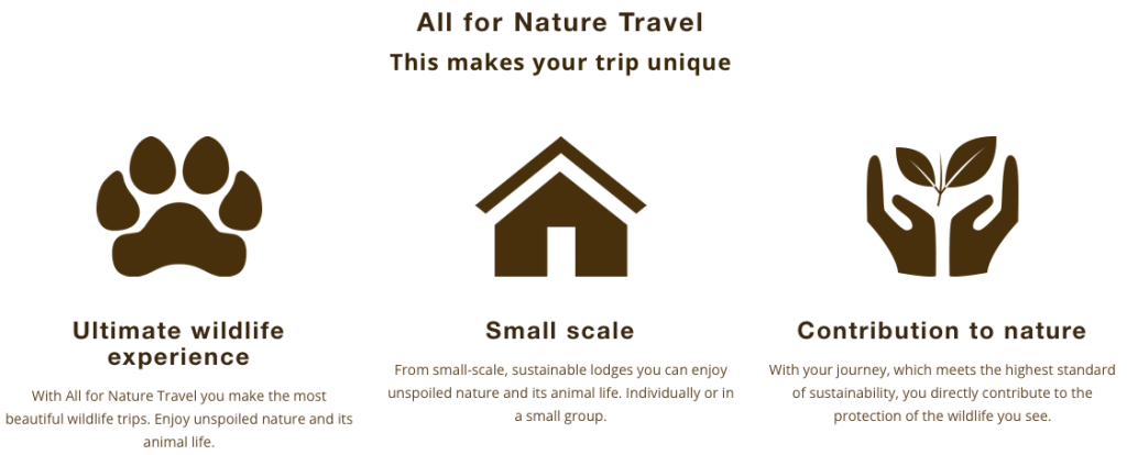 All for Nature Travel points in what makes trips unique