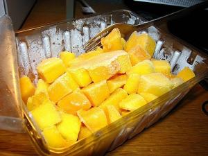 Frozen mango cubes