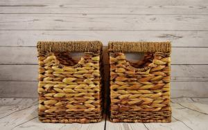 Woven baskets made from water hyacinth