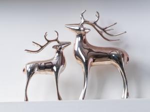 Set of metal deer figurines