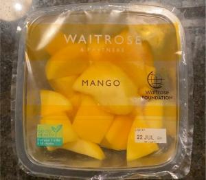 Example of top-seal packaging for mango at Waitrose (UK)