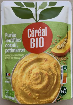 Céréal Bio organic puree of coral lentils and pumpkin