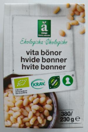 Organic beans with the Swedish KRAV logo