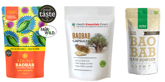 Example of baobab products in the European health product market