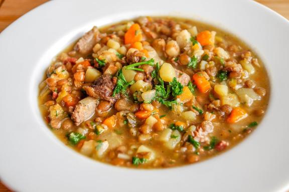 Traditional lentil soup consumed in Europe