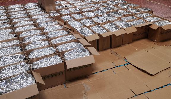 Examples of packed goods on pallets ready for shipment