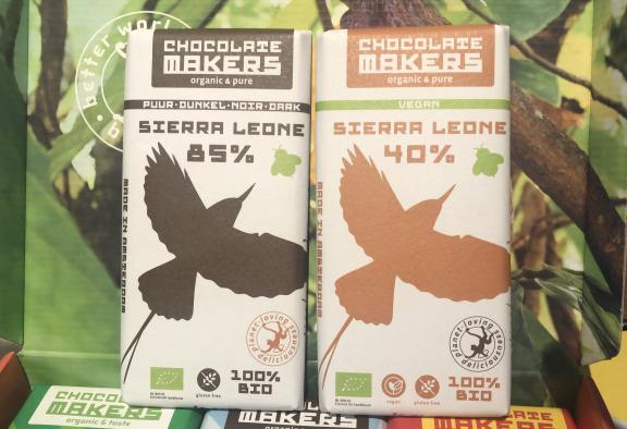 Chocolate bars by Chocolate Makers with cocoa from Sierra Leone
