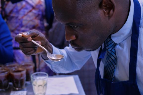 Future Q Grader receives a coffee cupping grading training in Rwanda