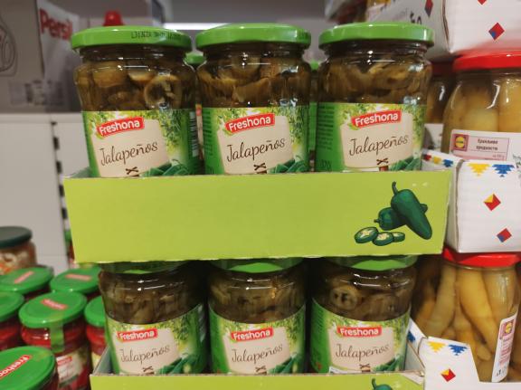 Preserved Jalapeño chillies sold by Lidl under its Freshona brand