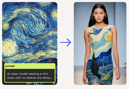 Based on an image and a text prompt, refabric’s AI model can generate a photorealistic design