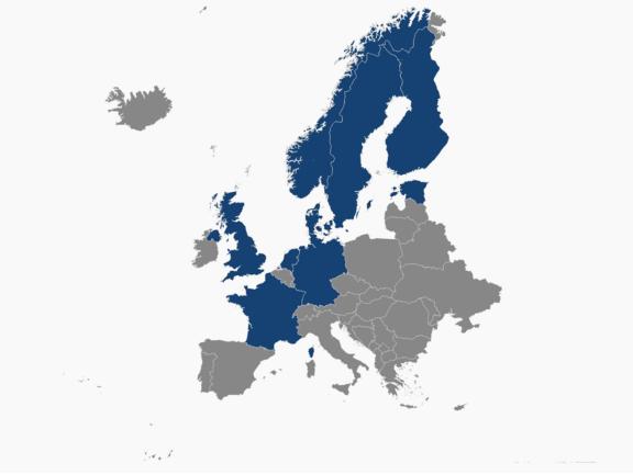 Selected promising European markets for AI outsourcing services