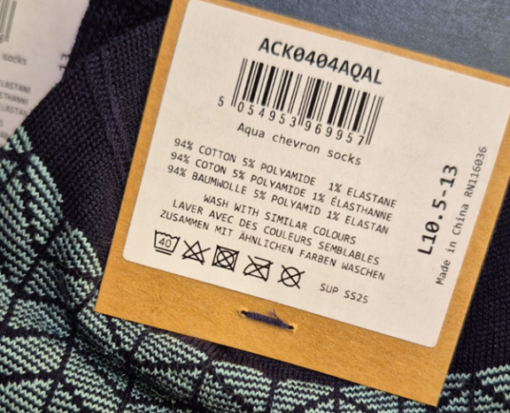 Figure 4: Cotton is the most-used material for socks sold in Europe, often blended with synthetic fibres for comfort