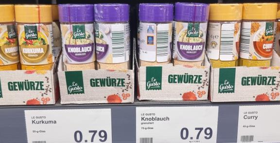 Figure 5: Garlic granules by Le Gusto in German supermarket chain ALDI Nord