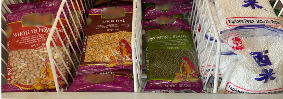 Figure 6: Mung beans on display on the shelves of an ethnic food store in the Netherlands