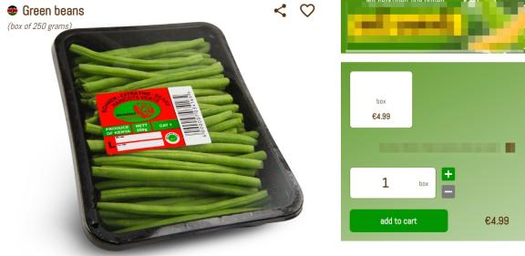 Figure 1 - Extra-fine beans from Kenya in a punnet, available in a Dutch online store
