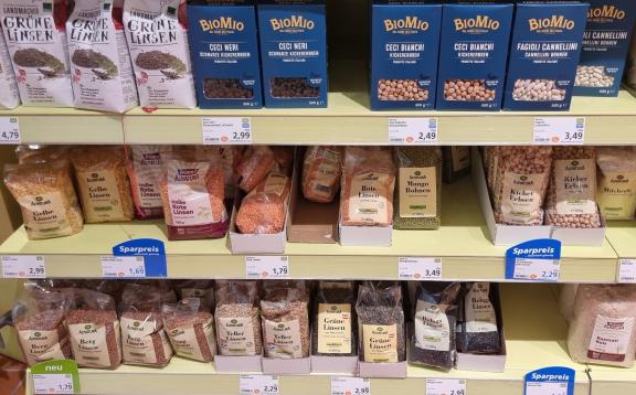 Figure 6 Beans and pulses in organic supermarket Alnatura in Germany