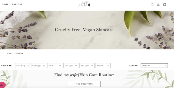 Figure 6 - Example of a cosmetic brand with a focus on a 100% natural ingredients portfolio