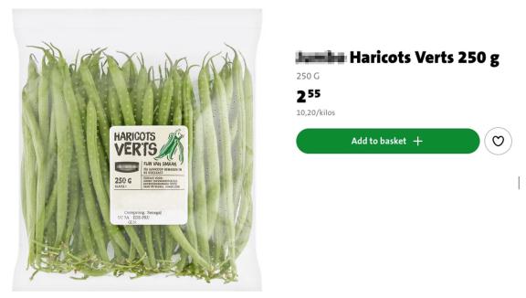 Figure 6 - Fine beans from Senegal available in a Dutch mainstream supermarket