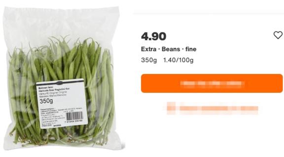 Figure 7 - Fine beans from Morocco available in a Swiss mainstream supermarket