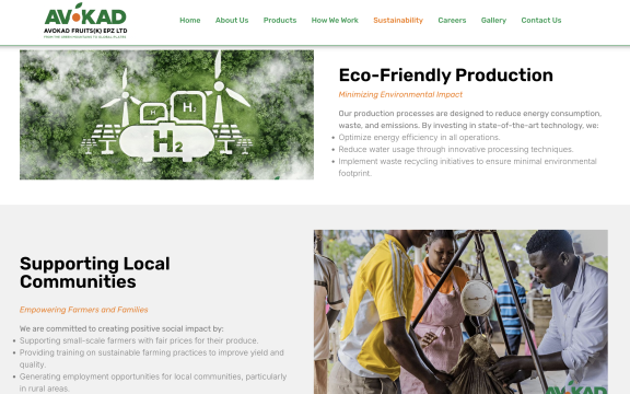 Figure 1 - Avokadfruits sustainability projects website